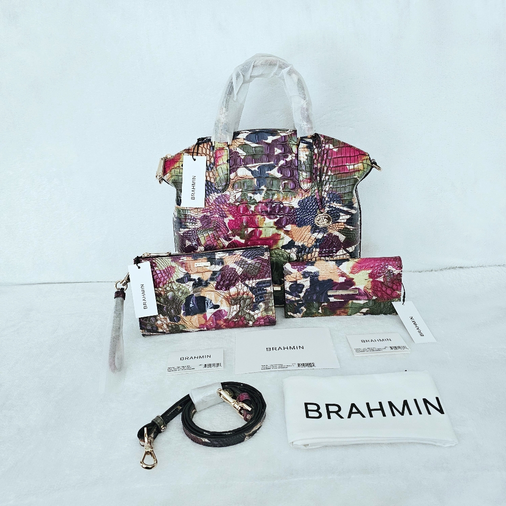 Nwt Brahmin Wildflower Large Duxbury, Daisy Wristlet, & Cordelia Wallet